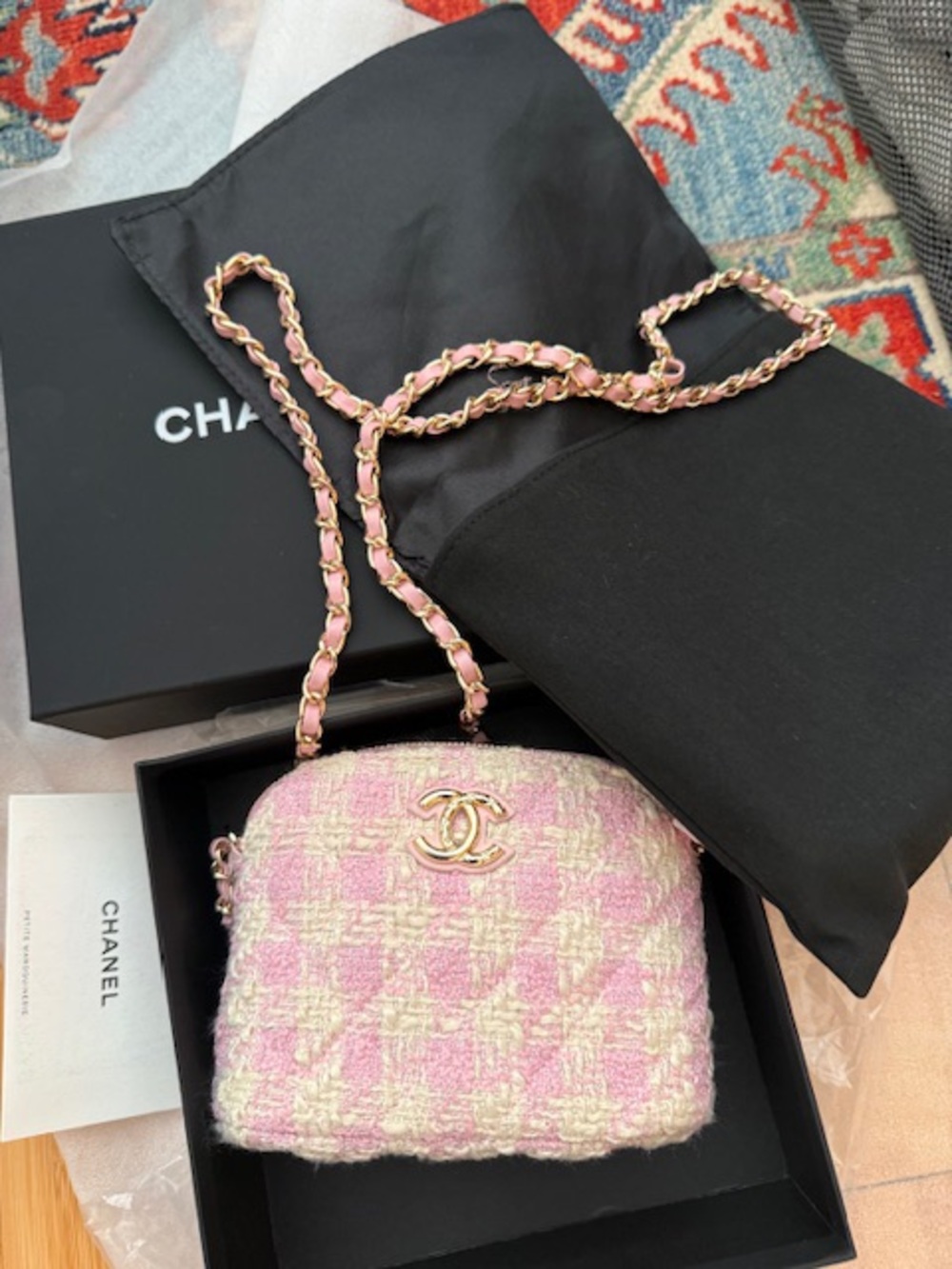 Chic pink and Gold Chain Women Bag